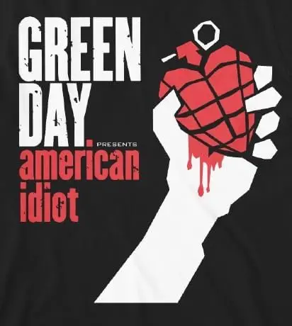 Green Day American Idiot Album Cover Mens Black Short Sleeve T Shirt 00s Rock Band Graphic Tees