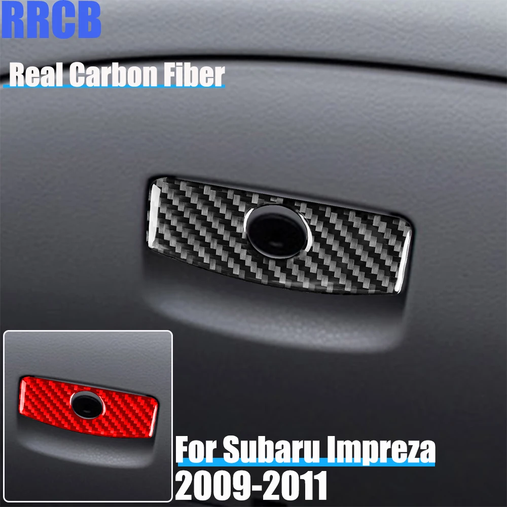 

Real Carbon Fiber Car Accessories Glove Storage Handle Decorative Trim Soft Cover Sticker For Subaru Impreza 2009 2010 2011