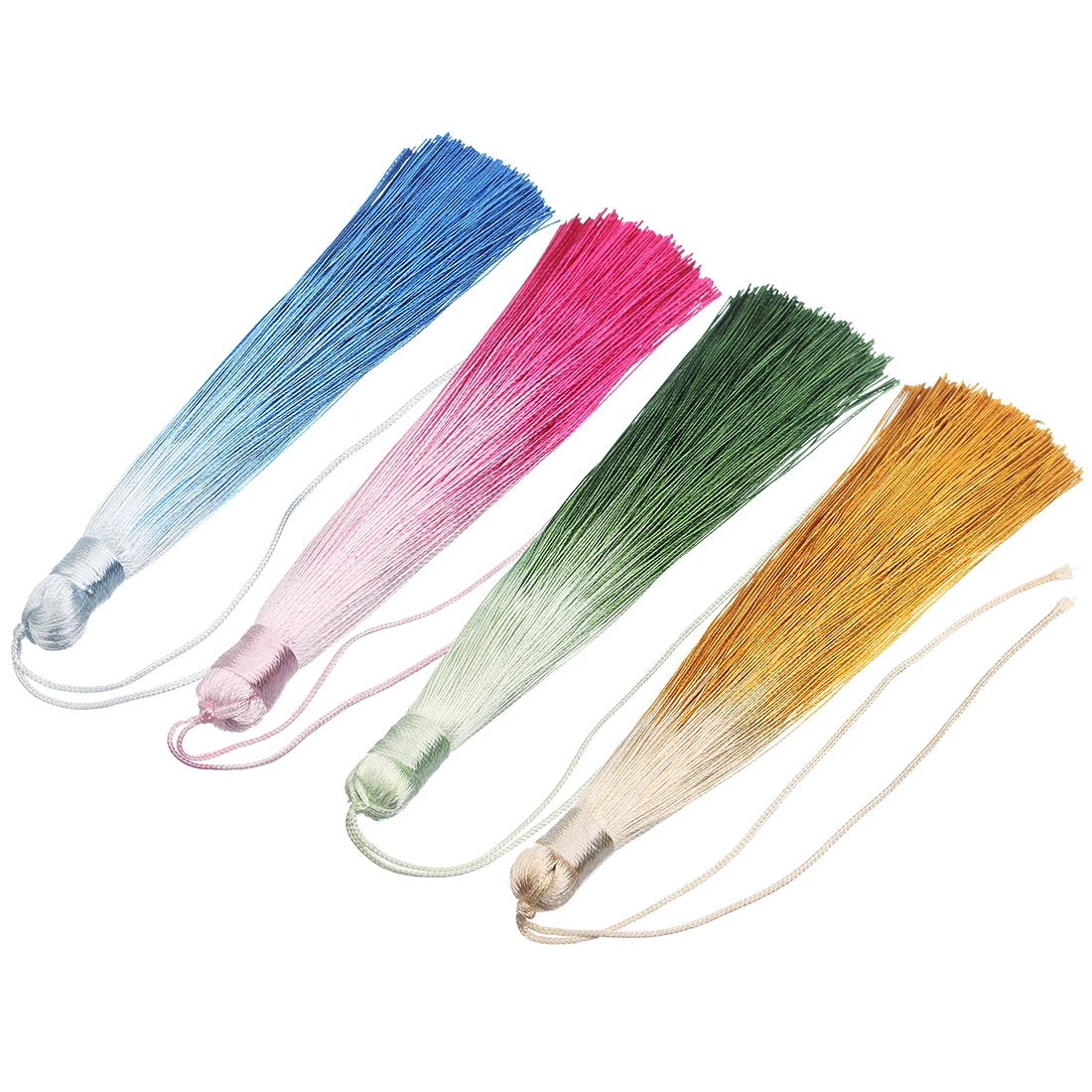 4pcs Polyester Silk Tassel 8/10/13cm Gradient Color Charm Tassel for DIY Craft Ornament Curtain Garment Decoration Accessories