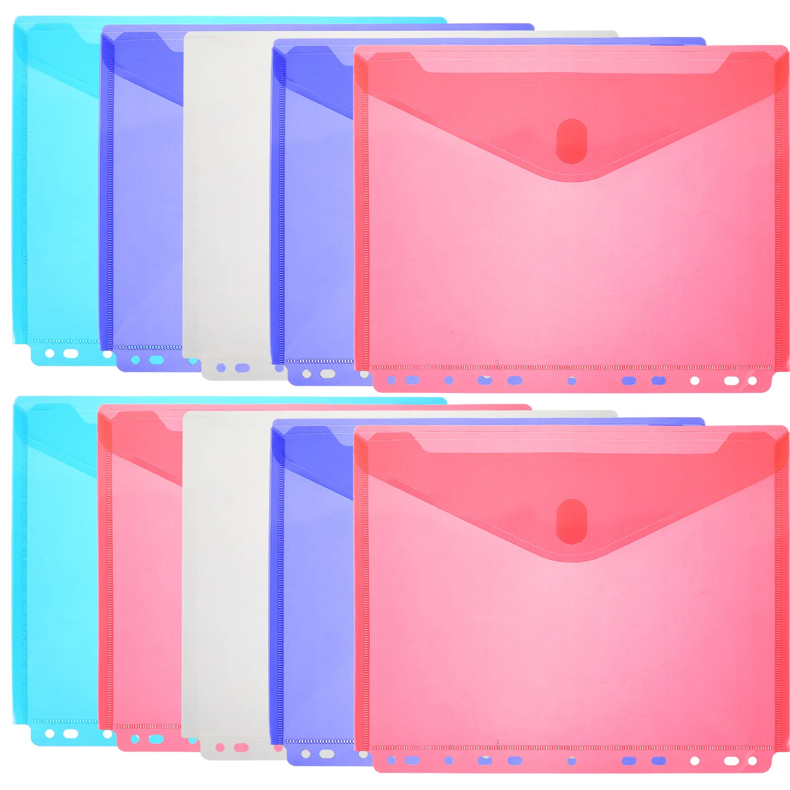 10Pcs Premium Transparent Plastic Document Bags with Snap Button Closure for Receipts Coupons Tickets Vouchers Checks Bills