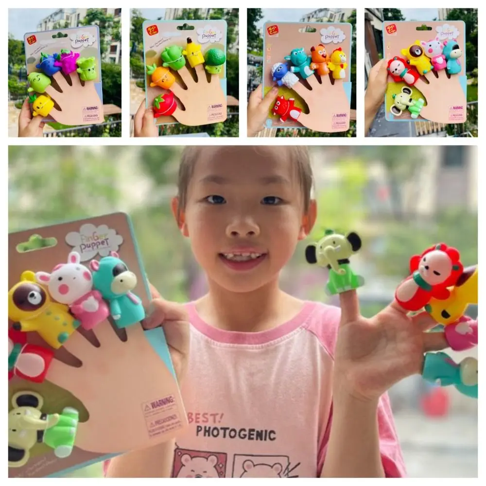 5pcs ผลไม้ที่มีสีสัน MINI สัตว์หุ่นมือความปลอดภัย Montessori ตุ๊กตาหุ่นนิ้วมือชุดของเล่นกระต่าย Teether Chew ของเล่นเด็ก