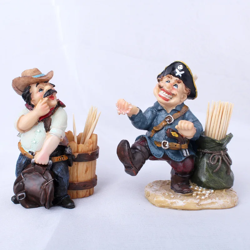 European Pirate Toothpick Can Statue Decoration, Living Room, Dining Room, Wine Cabinet, Home Creative Gifts, New