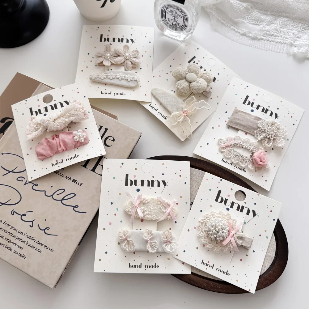 

Korean Fabric Lace Flower Hairpin Sweet Bow Barrettes Hair Clip Cute Kids Bangs Side Clip Headwear Children's Hair Accessories