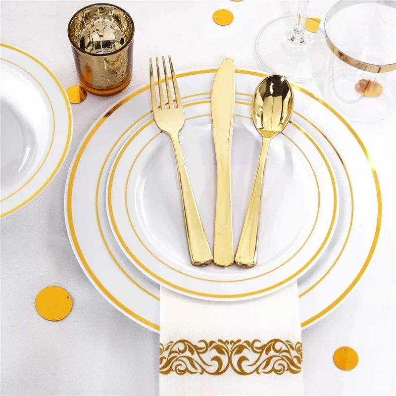 25Pcs Disposable Hand Towels Table Paper Napkins Elegant Tissue Vintage Towel White Foil Gold Birthday Wedding Party Home Decor