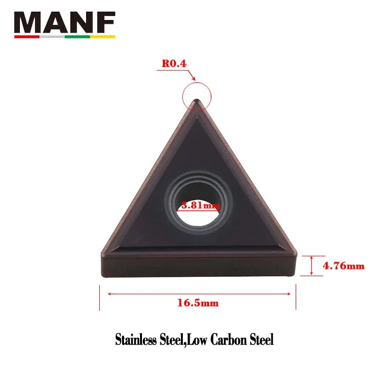 MANF-cortador de torno, inserto de carburo TNMG 160404 TNMG 160408 para herramientas de torno de Metal de carburo de triángulo de acero inoxidable