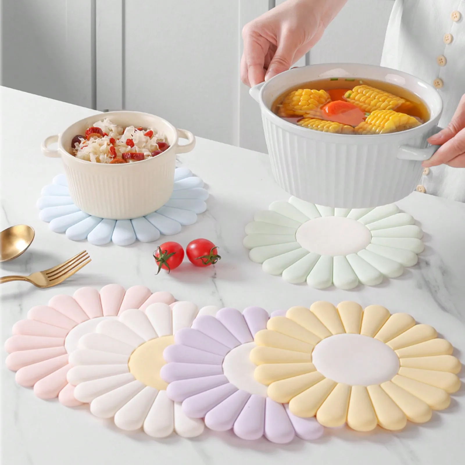 1 Stück Silikon-Untersetzer, rutschfeste und hitzebeständige Untersetzer für die Küchenarbeitsplatte, perfekter Untersetzer für heiße Gerichte, modernes Design