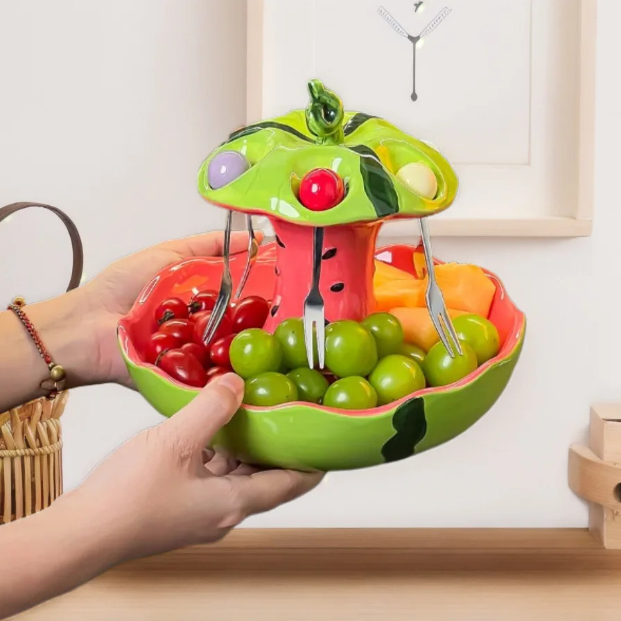 

Special Customized Watermelon Shaped Design Creative Decorative House Table Ceramic Plate Luxury Fruit Tray