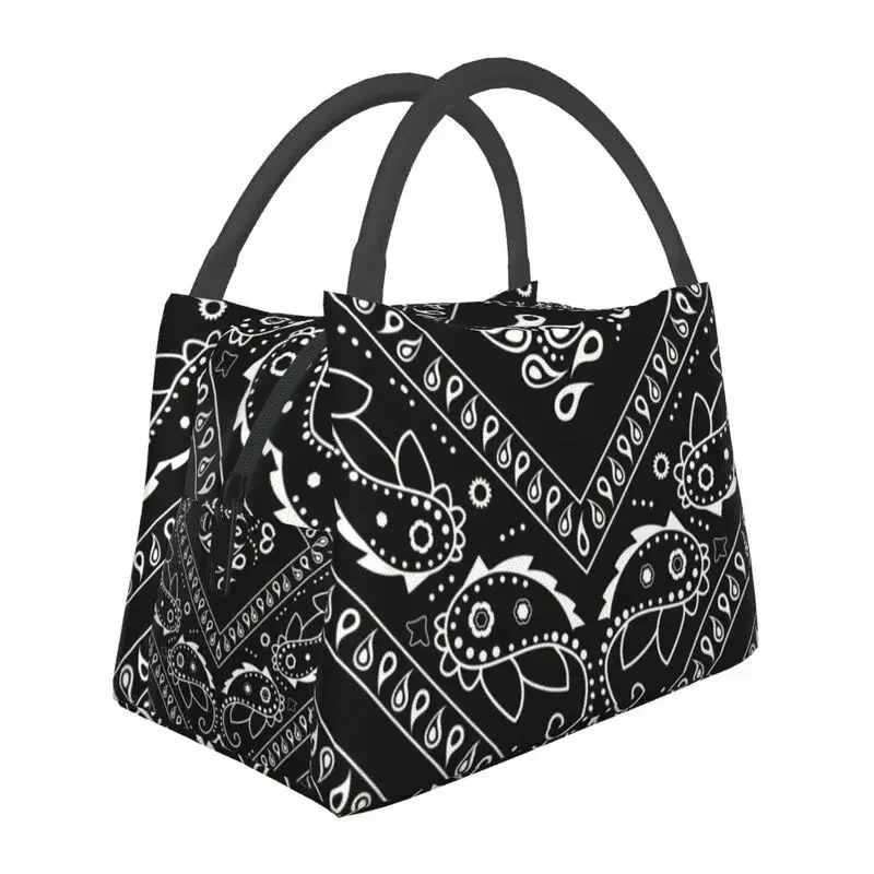 Colored Bandana Paisley Print Insulated Lunch Bags for Women Portable Thermal Cooler Food Lunch Box Outdoor Camping Travel