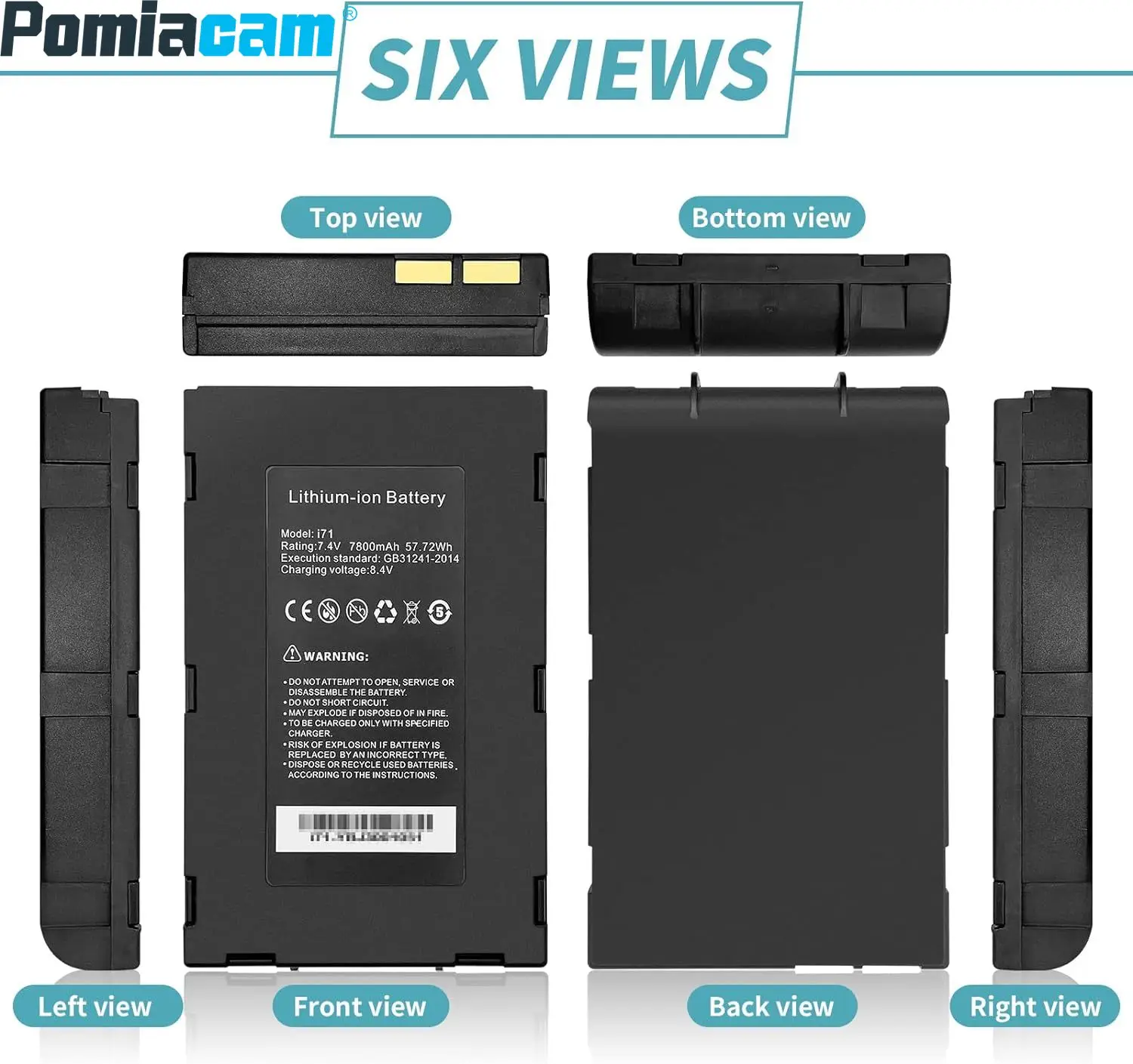 i71 7800mAh Battery for CCTV Tester 7.4V 57.72Wh Rechargeable Lithium-ion Polymer Battery Spare Compatible IPC-7600 Plus Serise