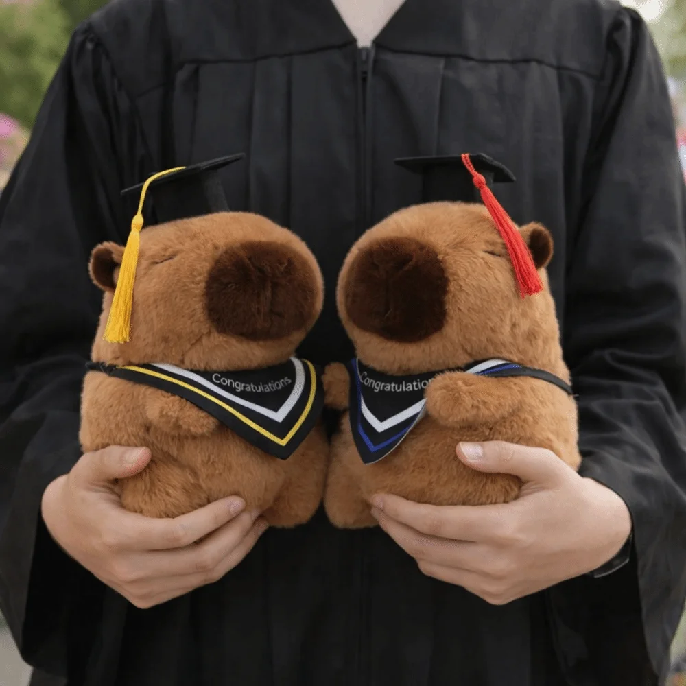 

25 CM Graduation Capybara Plush Toy Soft Material Kawaii Style Cute Stuffed Animal Cartoon Design Lovely Appearance