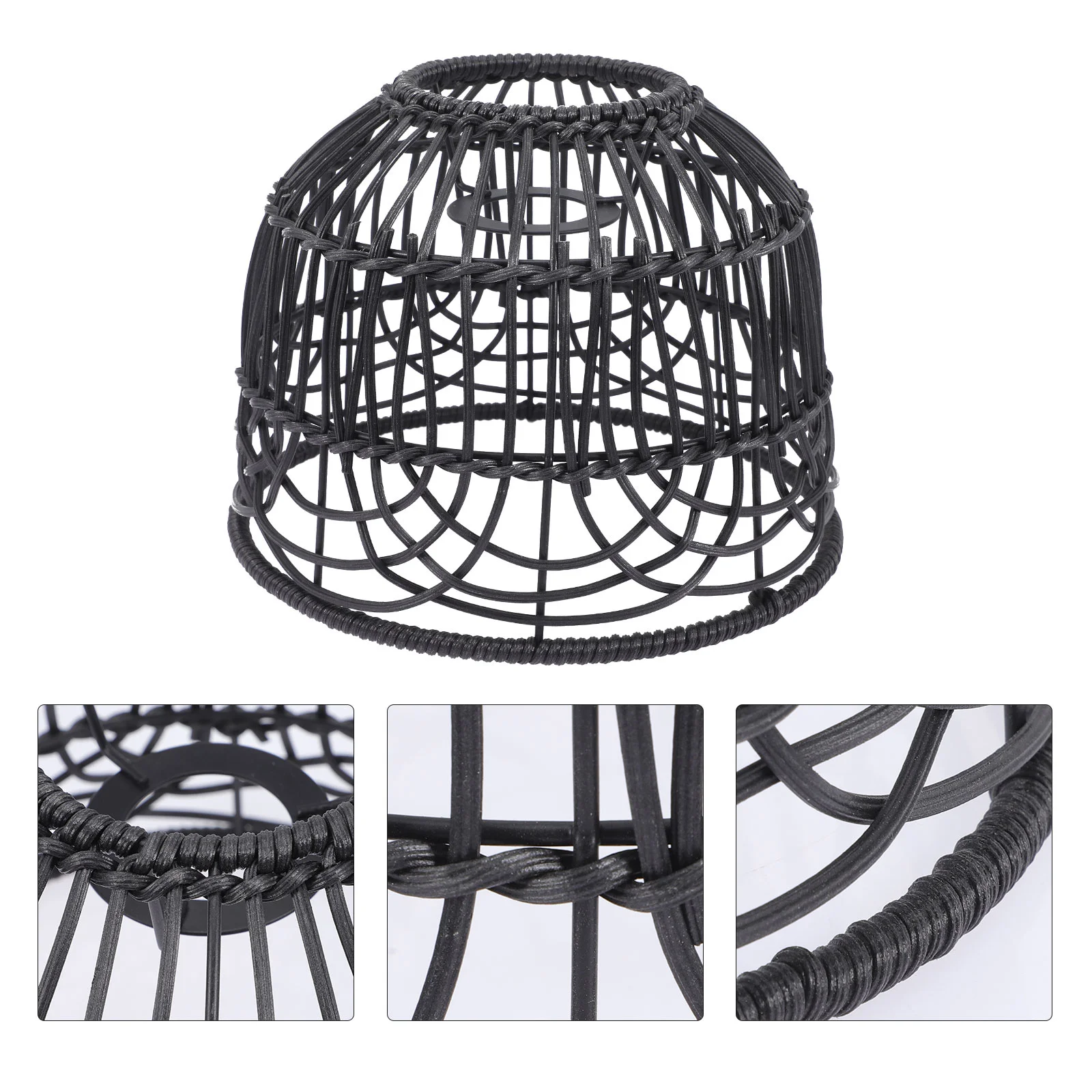 Lampshade Replacement Woven Light Covers Rattan Pendant Ceiling Black Chandelier