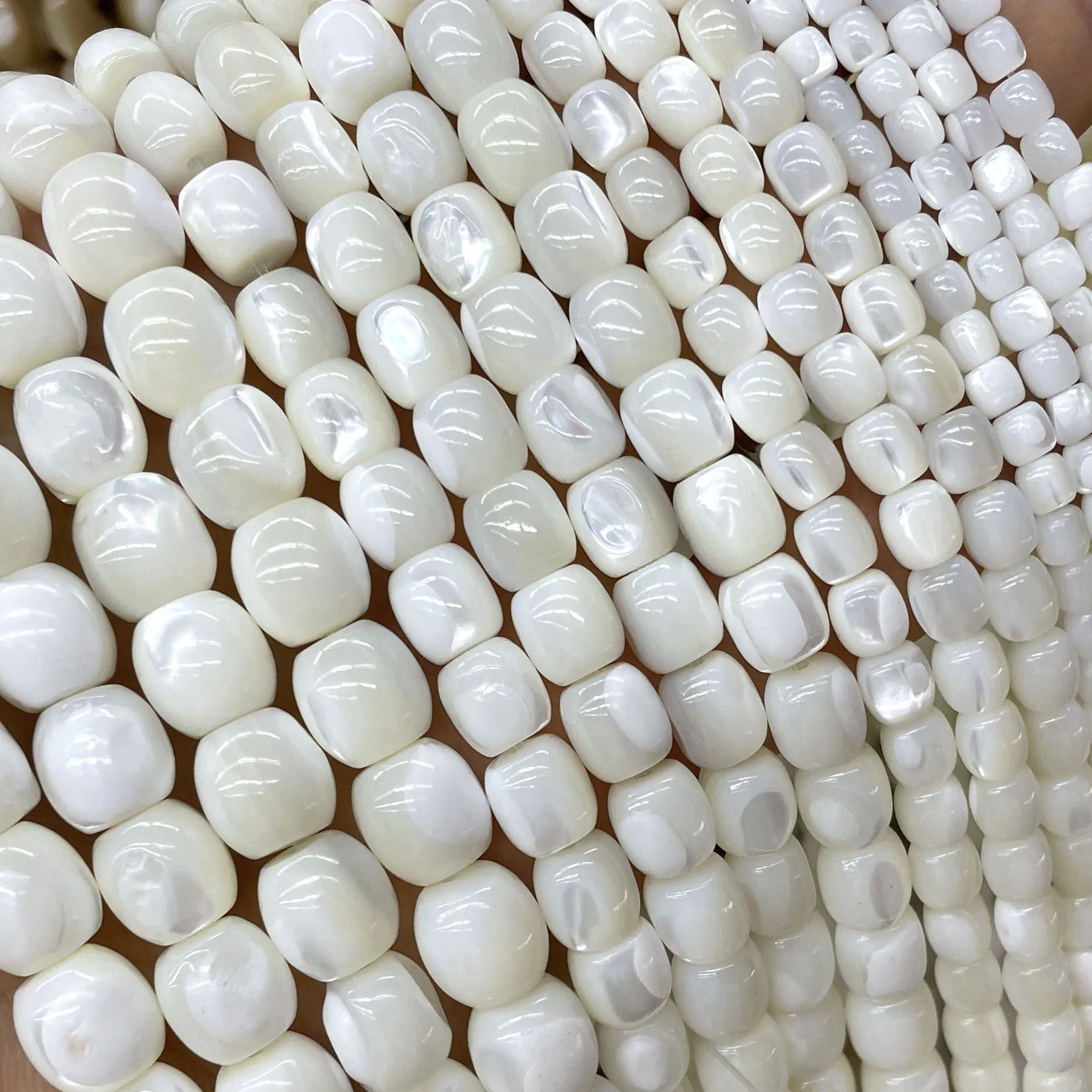 4 6 8 مللي متر قذيفة بيضاء طبيعية أم اللؤلؤ أسطواني الشكل خزر عازل لصنع المجوهرات عقد دي اي واي سوار الإكسسوار #1