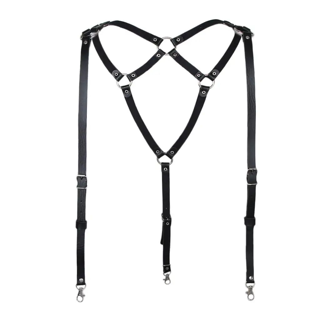 Mens Body Chest Adjustable Harness Belt Leather Punk Classic Durable Stage Waist Belt for Nightclub Show