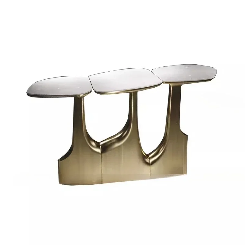 

Light luxury stainless steel entrance table Entry villa luxury house Modern simple storage decoration entrance table