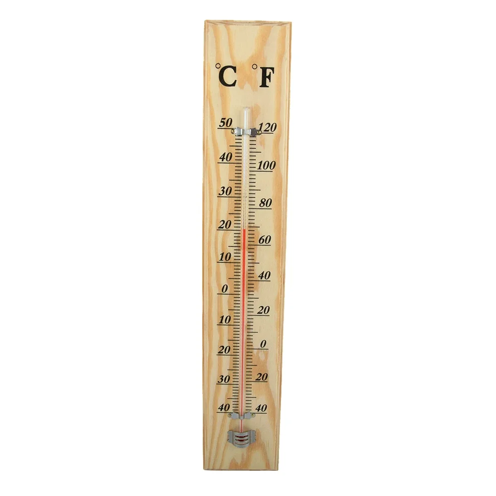 Garden Wooden Thermometer, 40x7x1cm, Analog Temperature Display, Easy Wall Mounting, Suitable for Indoor Outdoor