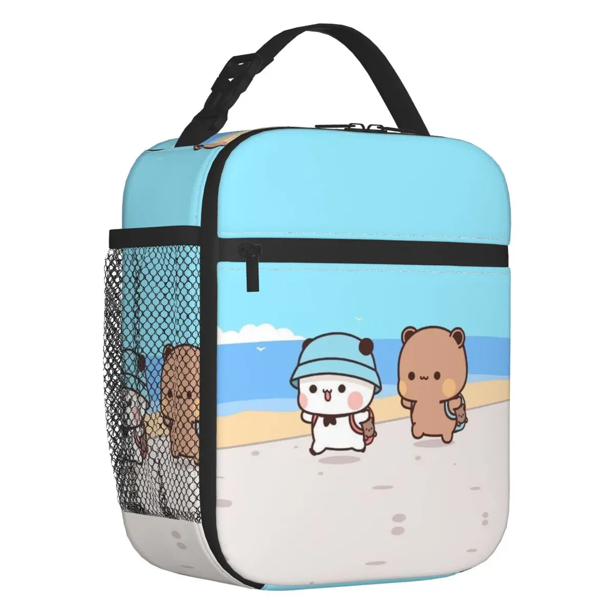 Custom Cartoon Peach And Goma Mochi Cat Lunch Bag Men Women Cooler Warm Insulated Lunch Box for Kids School Children