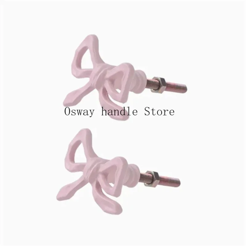 French Iron Furniture Cabinet Door Handle Drawer Knob Pink Bow Decor Handles Cupbaord Wardrobe Closet Pulls Diy Room