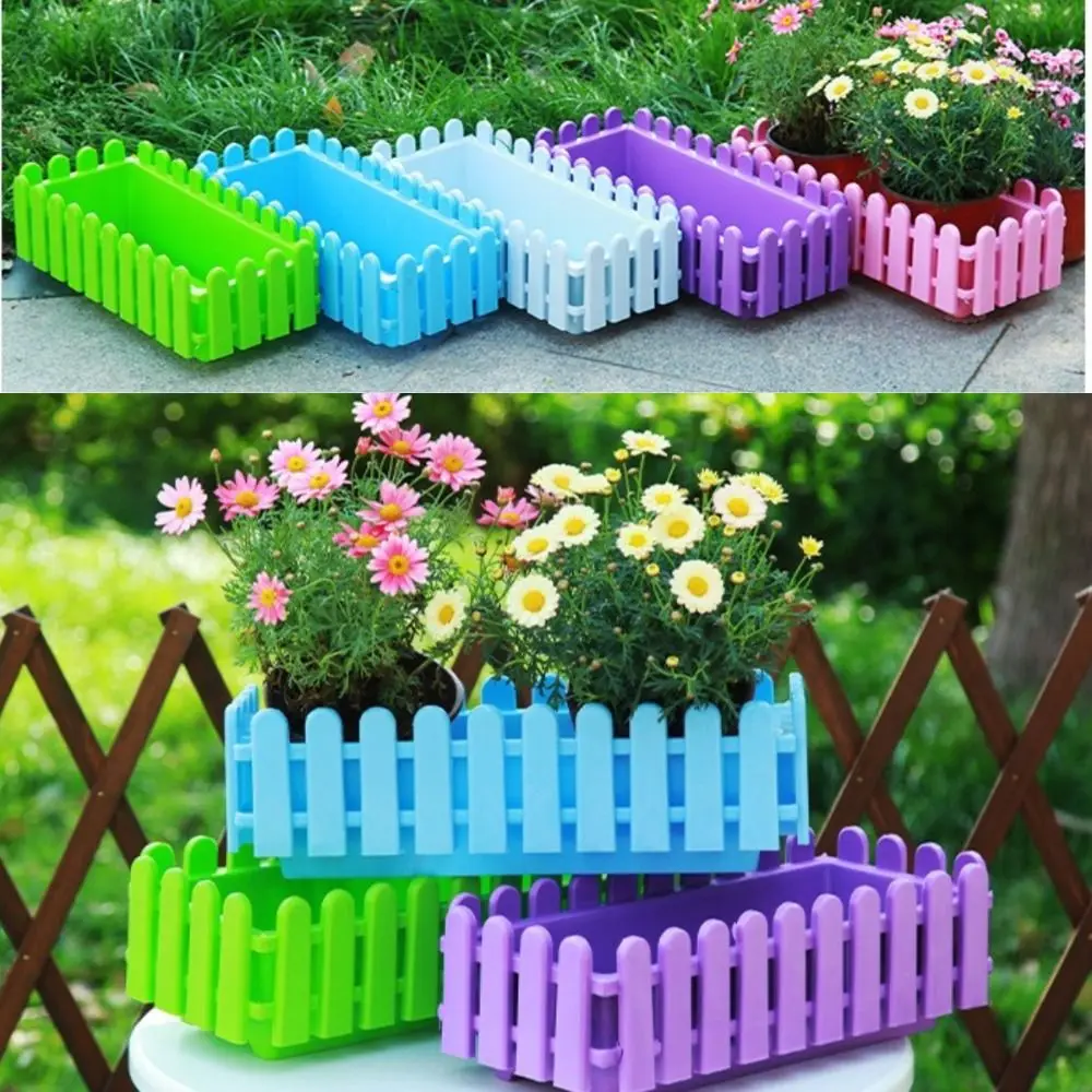

Portable Rectangular Flower Pots Strip Plastic Fence Basin Handmade Large Thickened Garden Fence Home