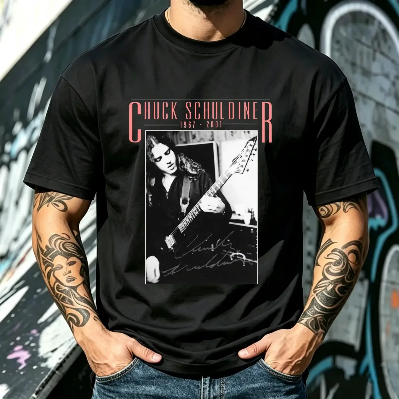 washed T Shirt Death Chuck Schuldiner tribute vintage Washed designer clothes Comfortable homme Versatile Slightly streetwear