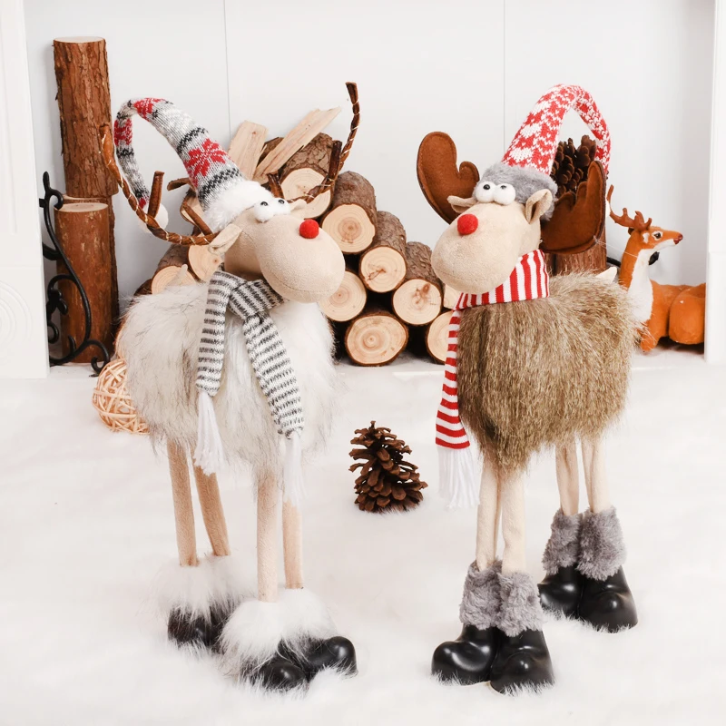 Tree Christmas Decorations Tall Deer Doll 20220Christmas Long-Legged Gray Deer Angel Christmas Doll Noel Christmas Items