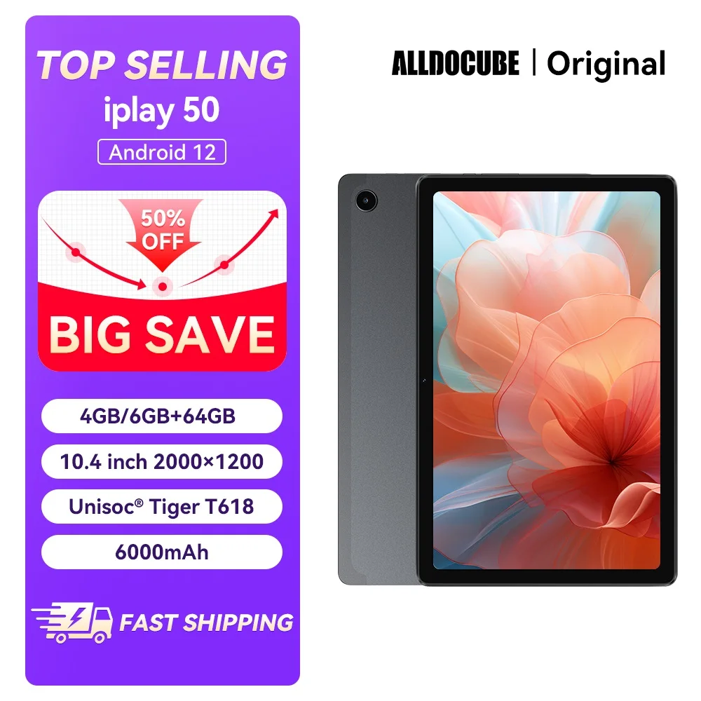 

Alldocube iPlay 50 Tablet 10.4 inch 2K Screen 4GB/6GB RAM 64GB ROM Dual SIM LTE Android 12 USB-C iplay50 Google Play