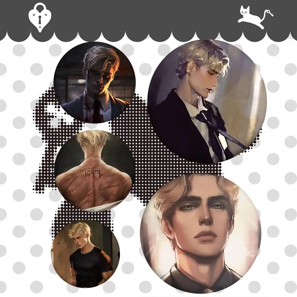 1pc Aaron Warner S-Shatter Me Cartoon Style Badge Brooches On Backpack Decoration Round Enamel Pins For Accessorys
