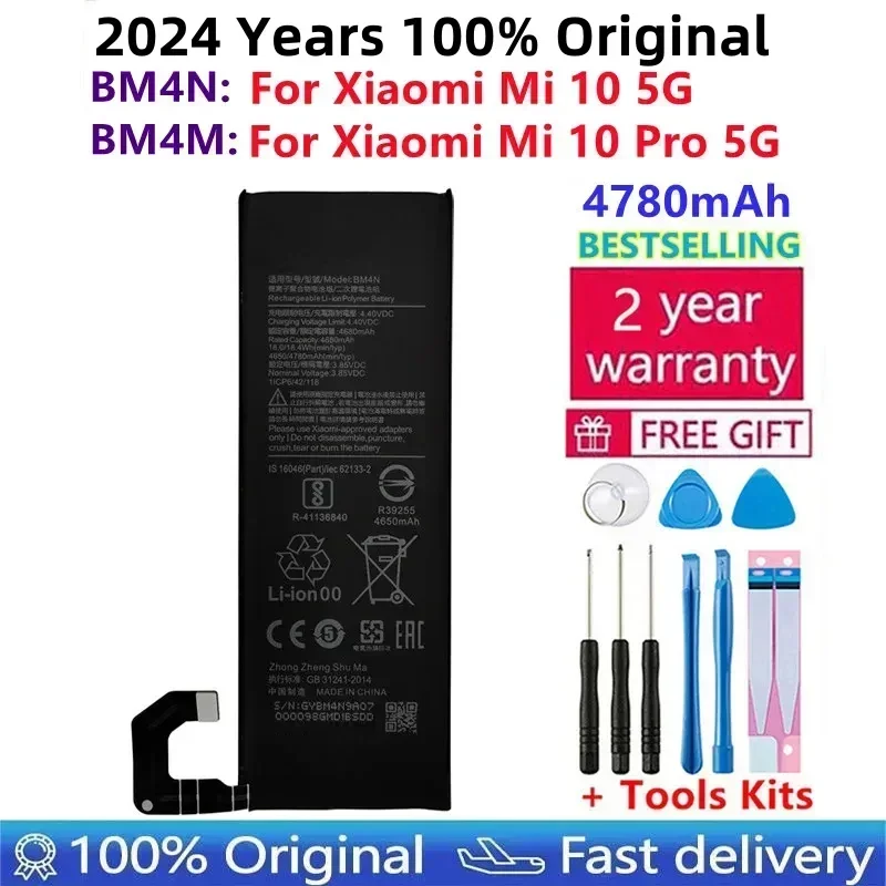 Original Replacement Battery BM4M BM4N For Xiaomi Mi 10 Pro 5G Xiaomi 10Pro Mi10 5G Genuine Phone Bateria Batteries +Gift Tools