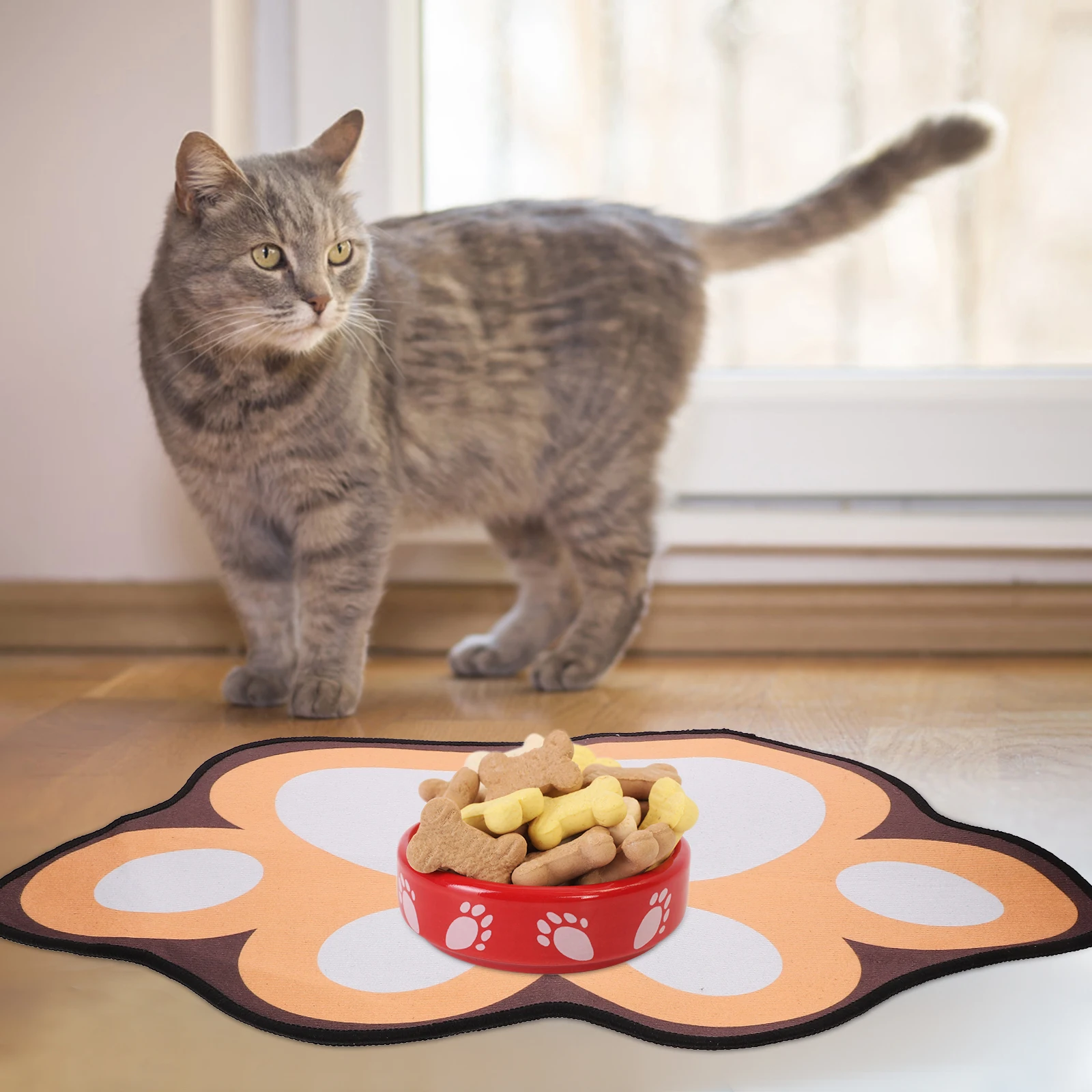 

Large Pet Food Bowl Mat Quick Dry Waterproof Base Cat Dog Feeding Placemat No Spill Stain Resistant Washable Pet Dining Mat