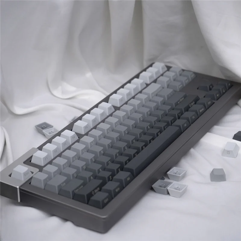 Gray Gradient Keycaps Top/Side Engraved PBT Material Dye Sublimation 125 Keys Cherry Profile For Mechanical Keyboard Keycaps