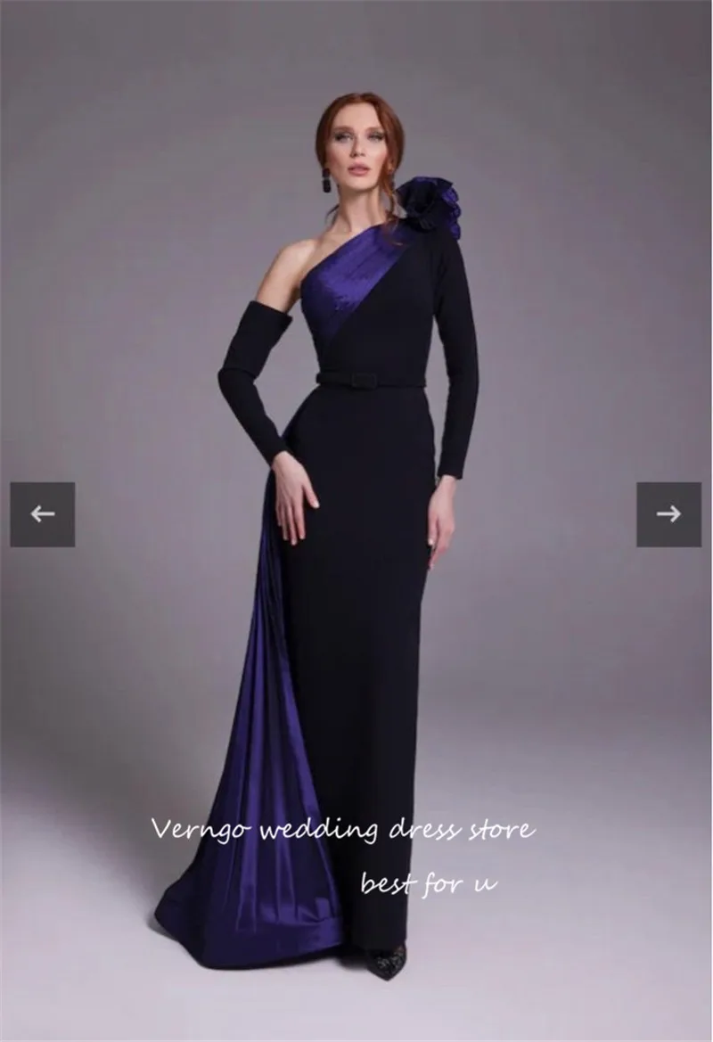 

Verngo Women Elegant Velvet Formal Evening Dresses Dubai Arabic Long Sleeves Prom Dress Formal Party Occasion Dress Vestidos