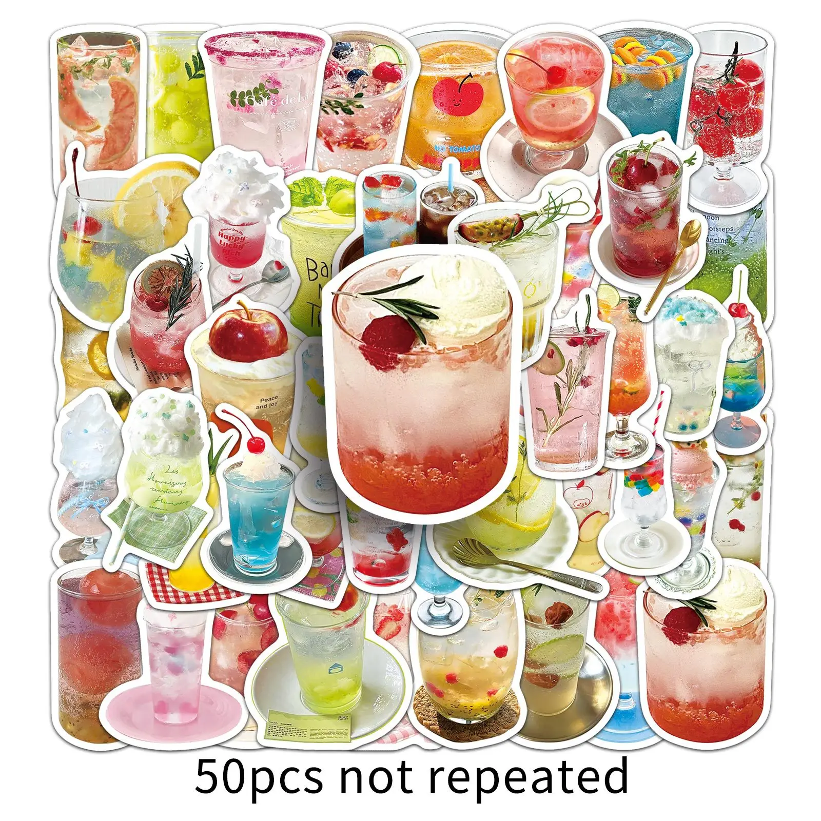 

50PCS INS Style Cartoon Sparkling Water Food Drink Juice Drink Doodles Stickers Personality DIY Scooter Diary Decal Kids Toy