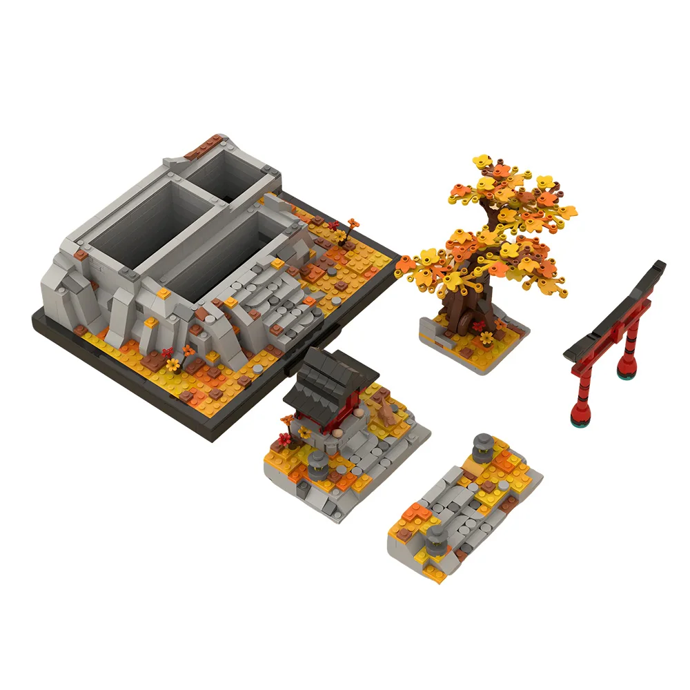 

Конструктор MOC: 3D-модель японского шинтоистского храма, осенний горный храм, красные ворота Тории, каменные фонари, игрушечные кирпичики, подарок для взрослых