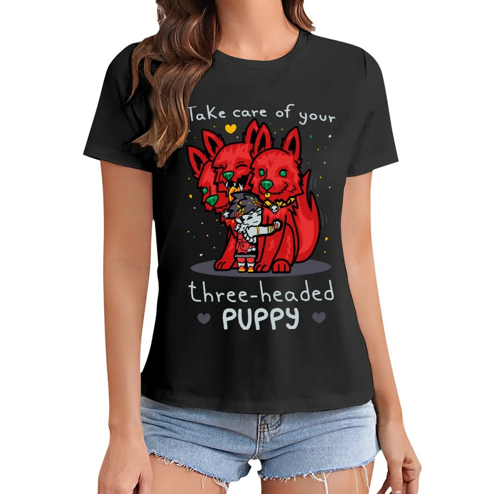 

Three-headed puppy T-Shirt customs tops tees cute t-shirts for Women