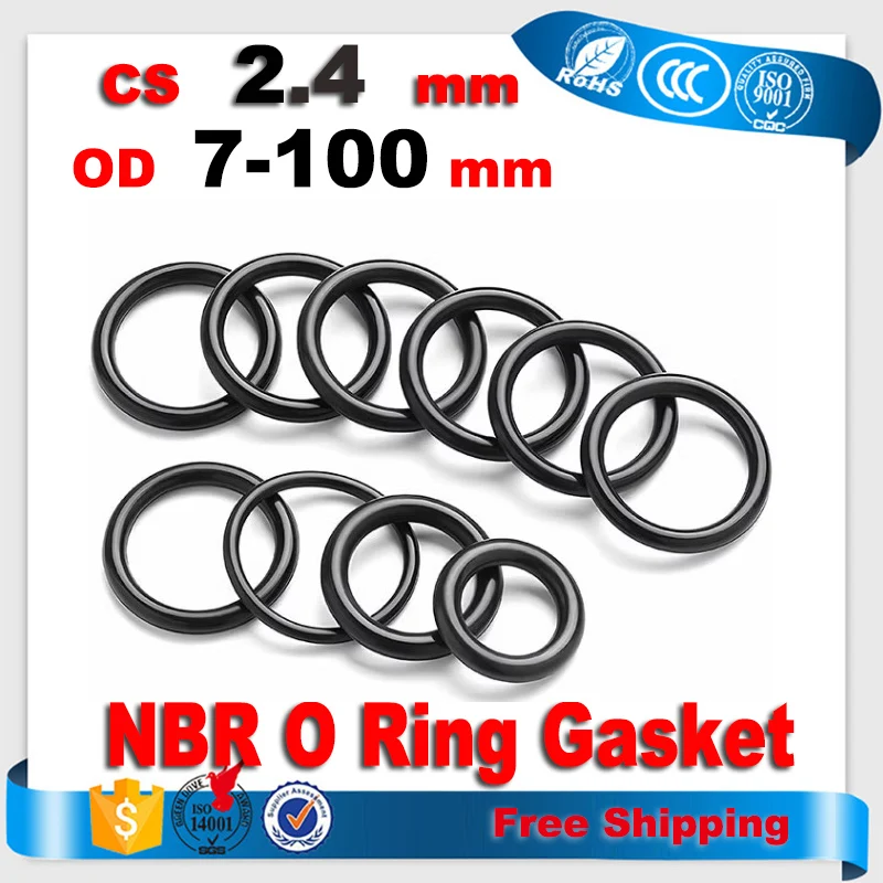 

CS 2.4mm NBR O Ring Set Gaskets Seal Nitrile Rubber Bands High Pressure O-Rings Repair Kit Sealing Elastic Band O Rubber Rings