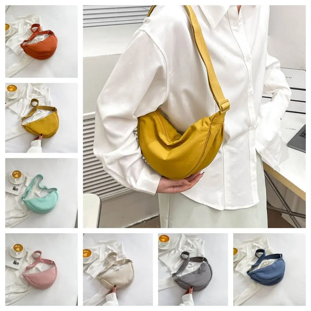 Simple Nylon Hobos Crossbody Bag Handbag Korean Style Half-moon Bag Commute Underarm Bag Single Shoulder Bags Girls