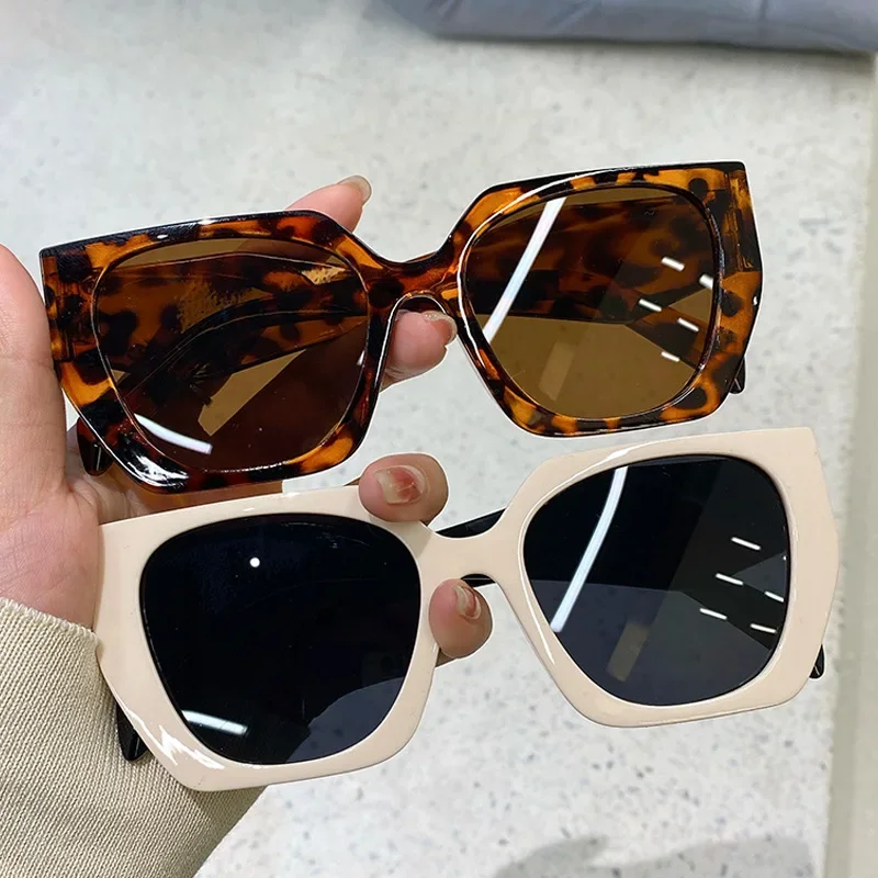 Vintage Brand Designer Polygon Sunglasses Women For Men Luxury Fashion Sun Glasses Trendy Punk Ladies Orange Big Shades view 3
