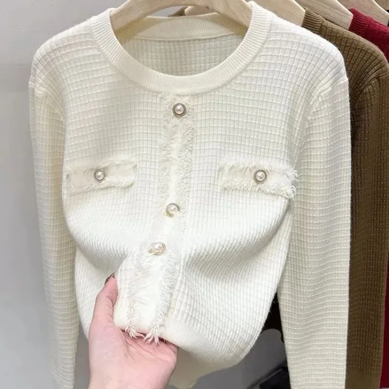 

Design-sensory Long-sleeved Sweater for Women's Autumn New Chic Sweater Jacket Short Top