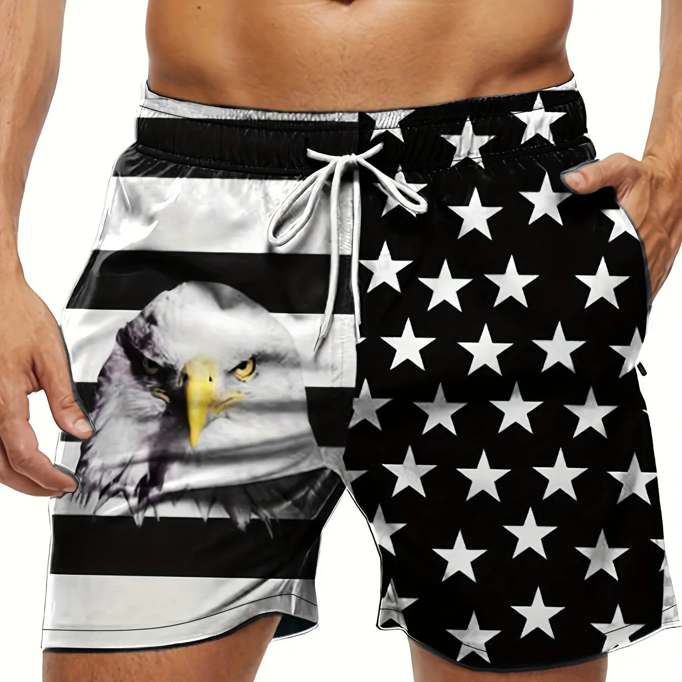 American Flag Print Swimwear Shorts Summer Men\'s Beach Shorts Breathable Short Quick Dry Sport Shorts Joggering Men Short Pant