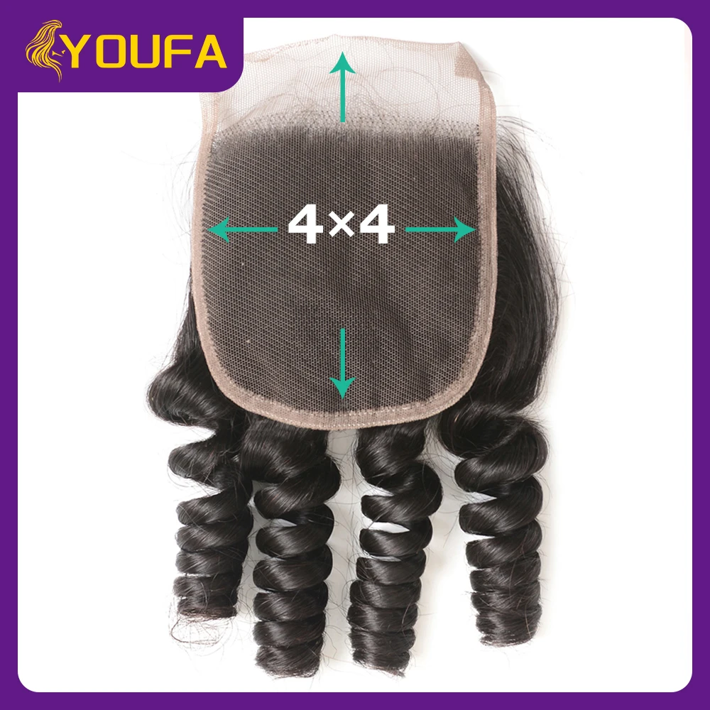 4x4 Funmi Curl Human Hair Closures With Baby Hair Raw Indian Remy Human Hair Material Romance Curly 4x4 Soft Swiss Lace Closure