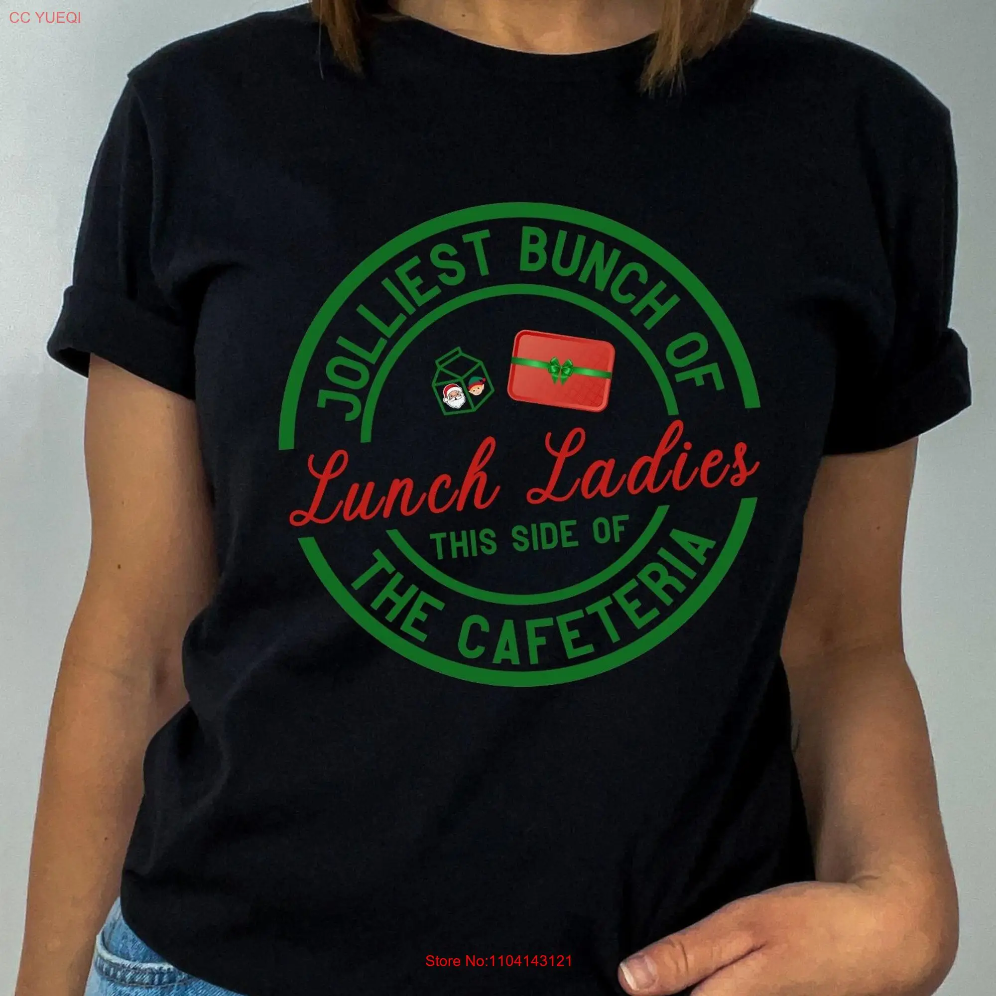 Lunch Lady Christmas T shirt Jolliest Bunch Of Ladies This Side The Cafeteria Unique For School long or short sleeves