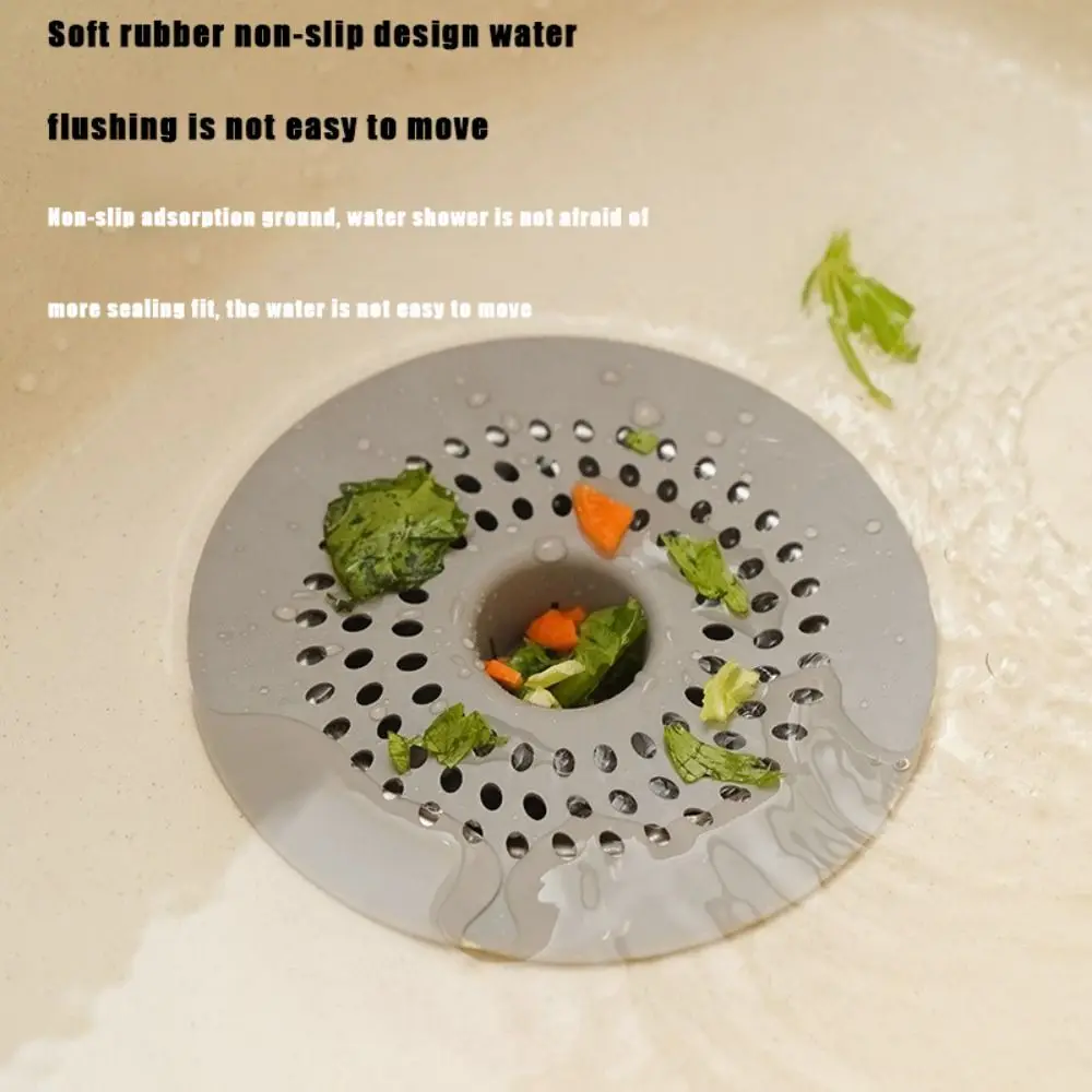 

Universal Anti-blocking Hair Kitchen Sink Filter Round Lightweight Hair Filter Stain Resistant Silicone Floor Drain Mat Kitchen