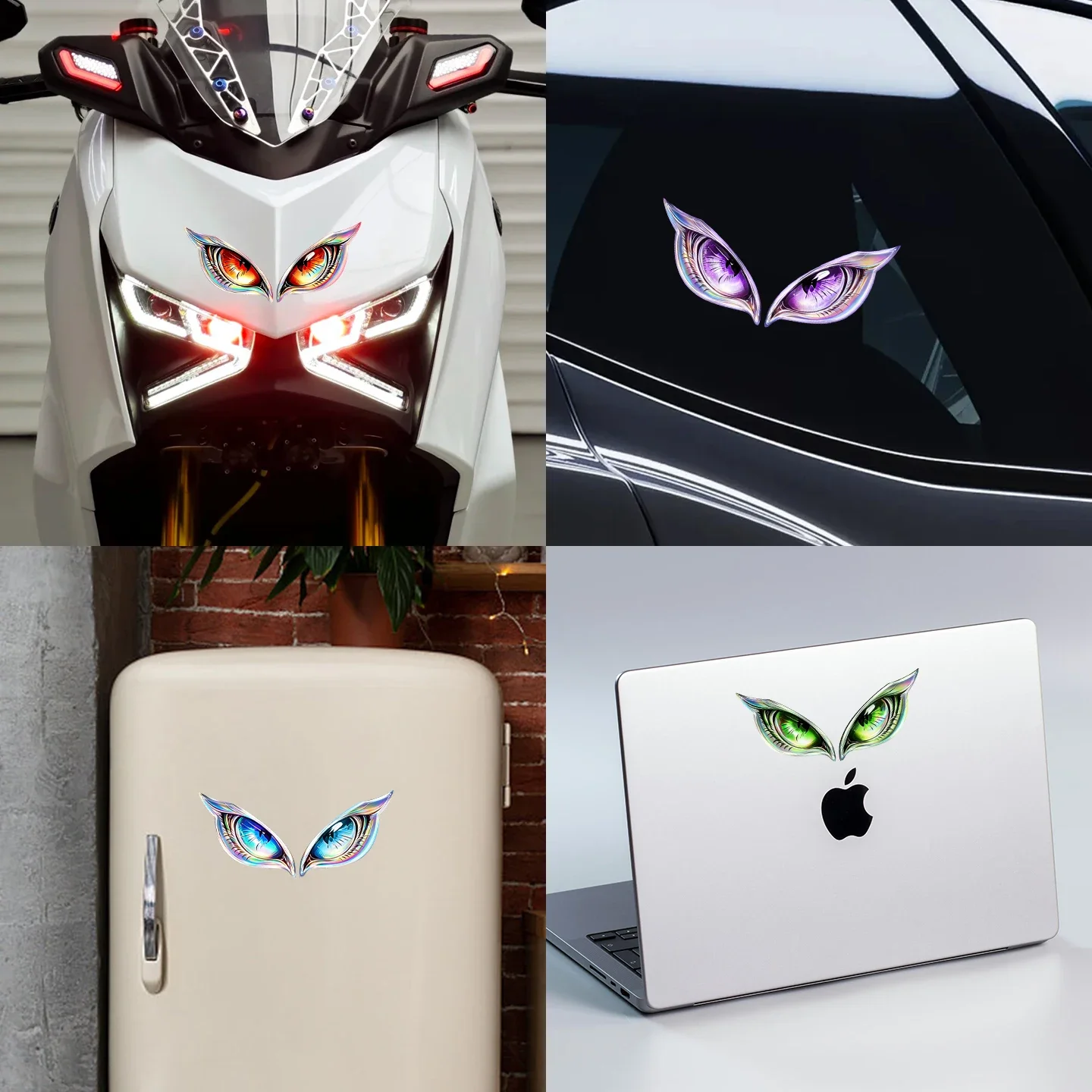2PCS Car 3D Stereo Cat Eyes Stickers Evil's Eyes Rearview Mirror Anime Decal for Motorcycle Car Auto Decoration Stickers