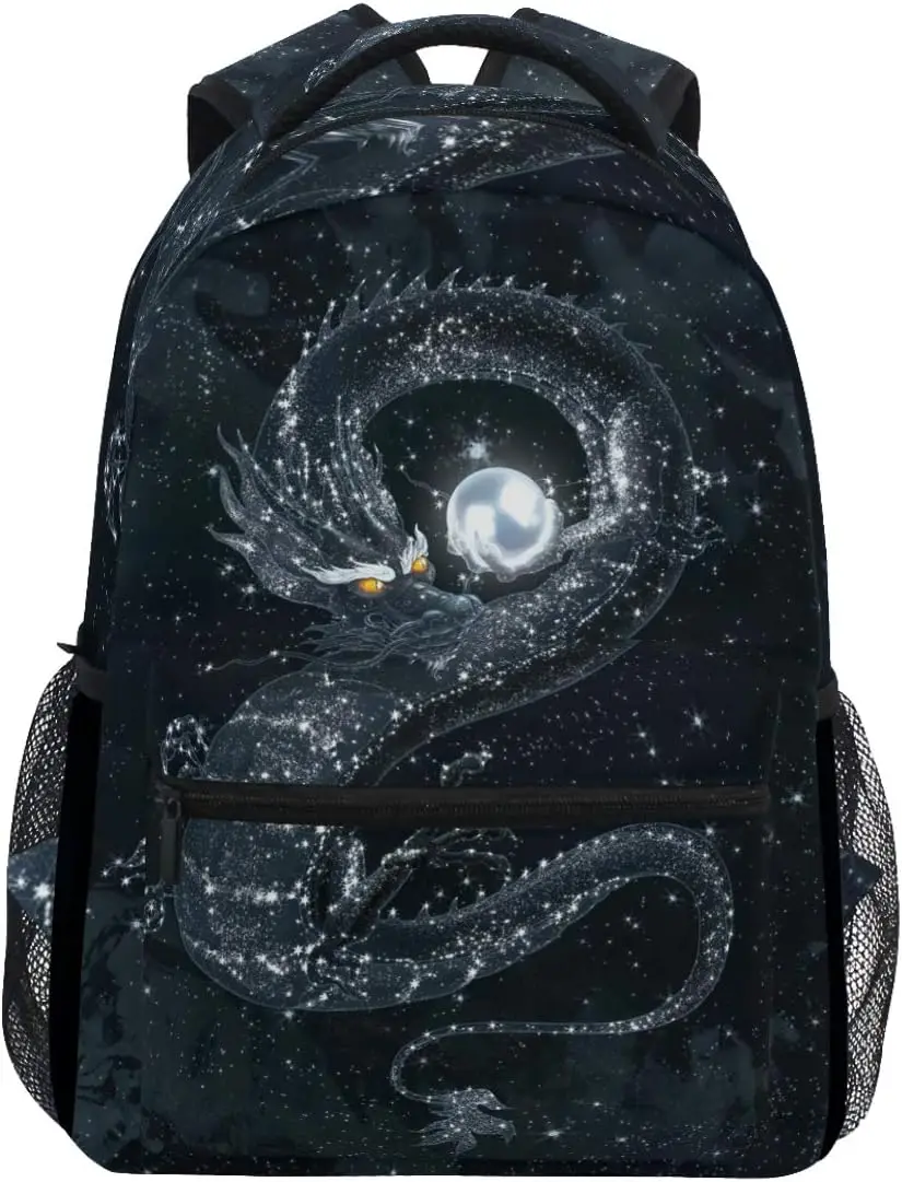 Magic Dark Dragon Galaxy Space Black Backpack Bookbag Daypack Travel School Bag