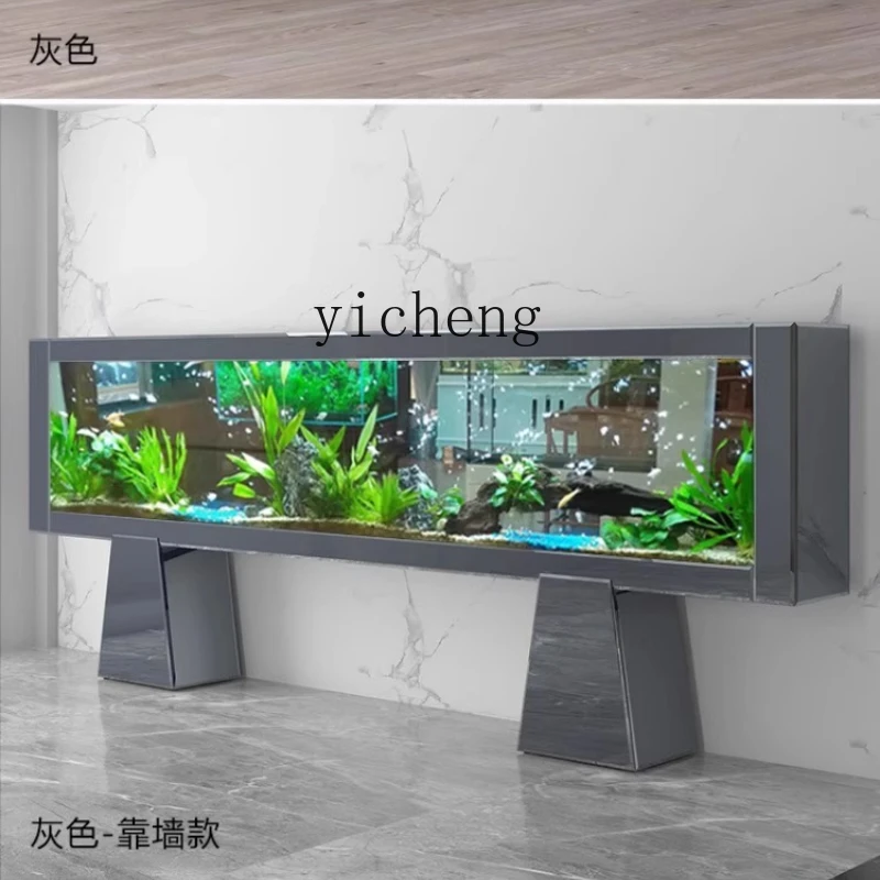 

ZC fish tank living room large home office ecological high-end ultra-white arowana tank floor aquarium