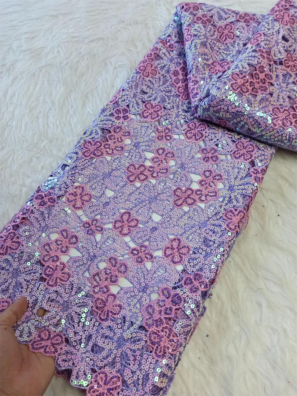 

2025 African Nigerian Embroidered Lace Tulle Fabric Guipure Sequins Luxury Wedding Dress Bridal Gown Premium Net Cloth 5 Yards