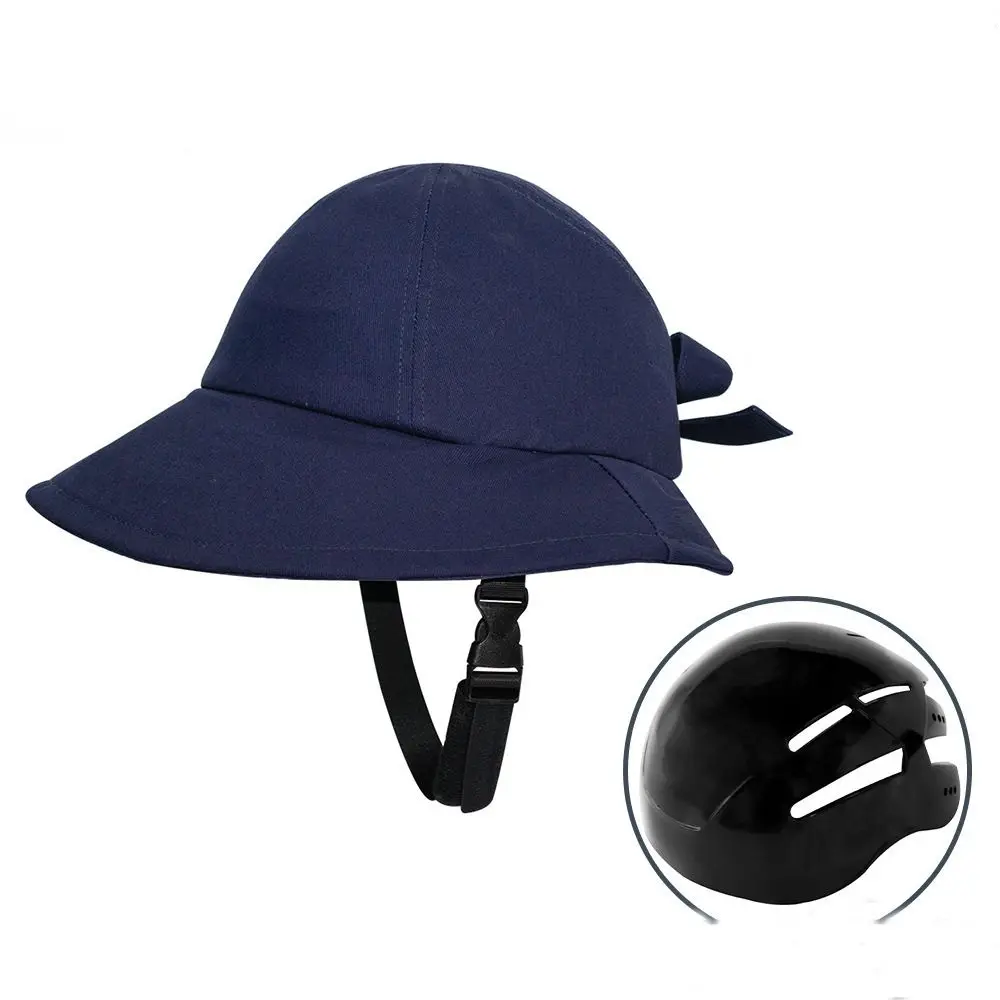 New Wide Brim Bicycle Helmet Anti-Collision Breathable Hat Shaped Helmet Solid Color Fishing Hat