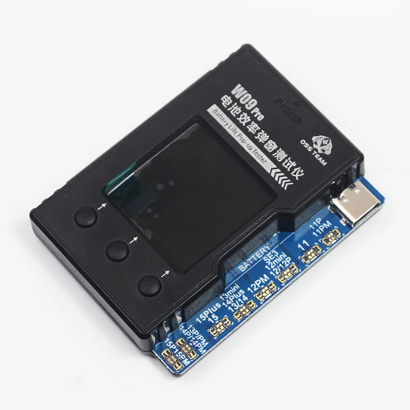 OSS W09 Pro V3 iPhone11-15PM 감지를 위한 배터리 수명 팝업 테스터 배터리 효율성 100% 사이클 건강 데이터 도구 수정