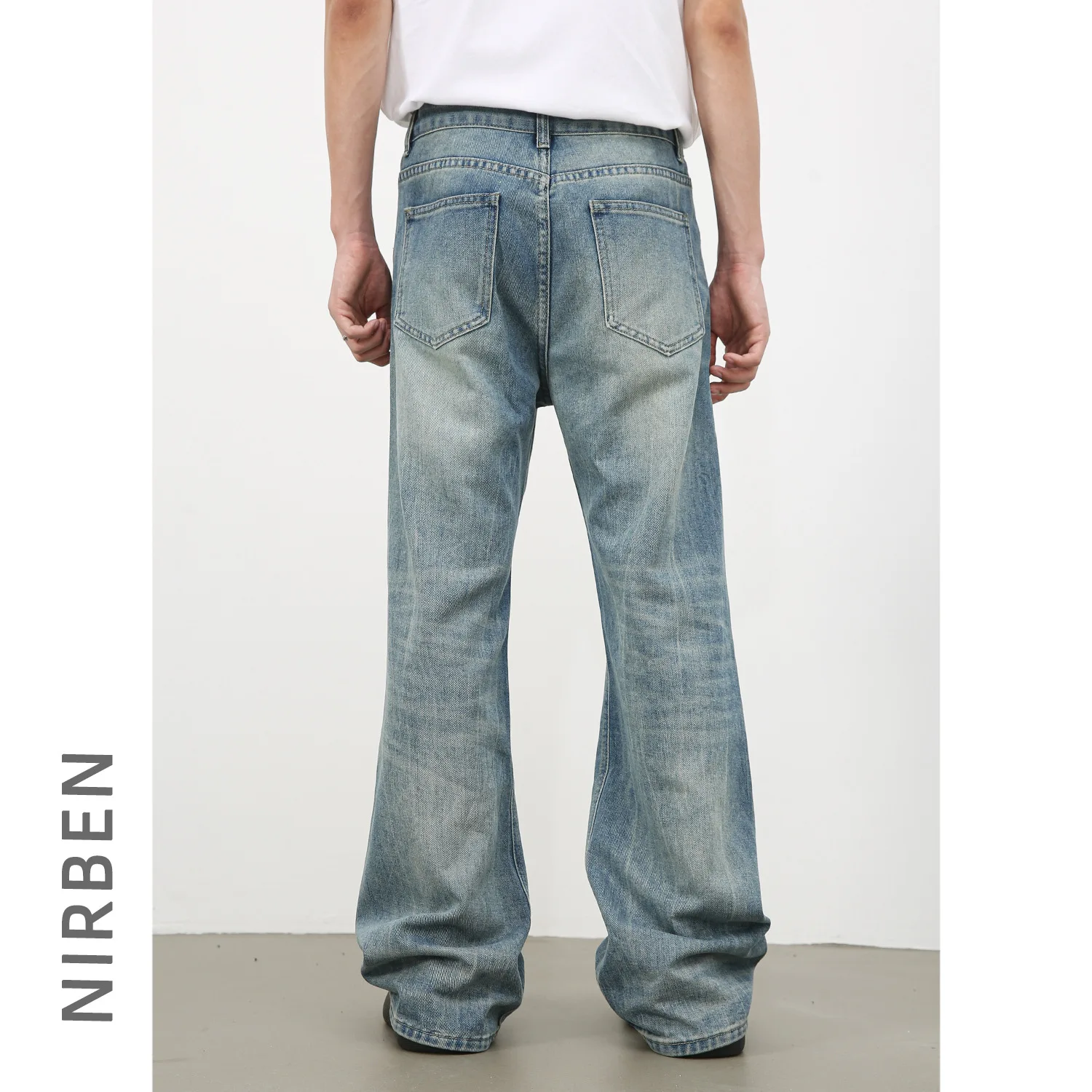 Denim American High Street Washed Jeans Men's Old Loose Slightly Pulled Trousers