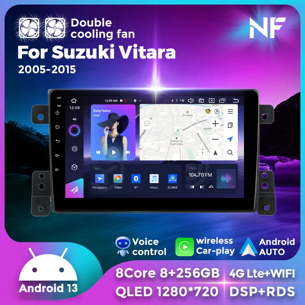 

Navifly 2 Din Head Unit Android Car Radio For Suzuki Grand Vitara 3 2005-2015 Multimedia Video Player GPS BT Carplay Auto Stereo