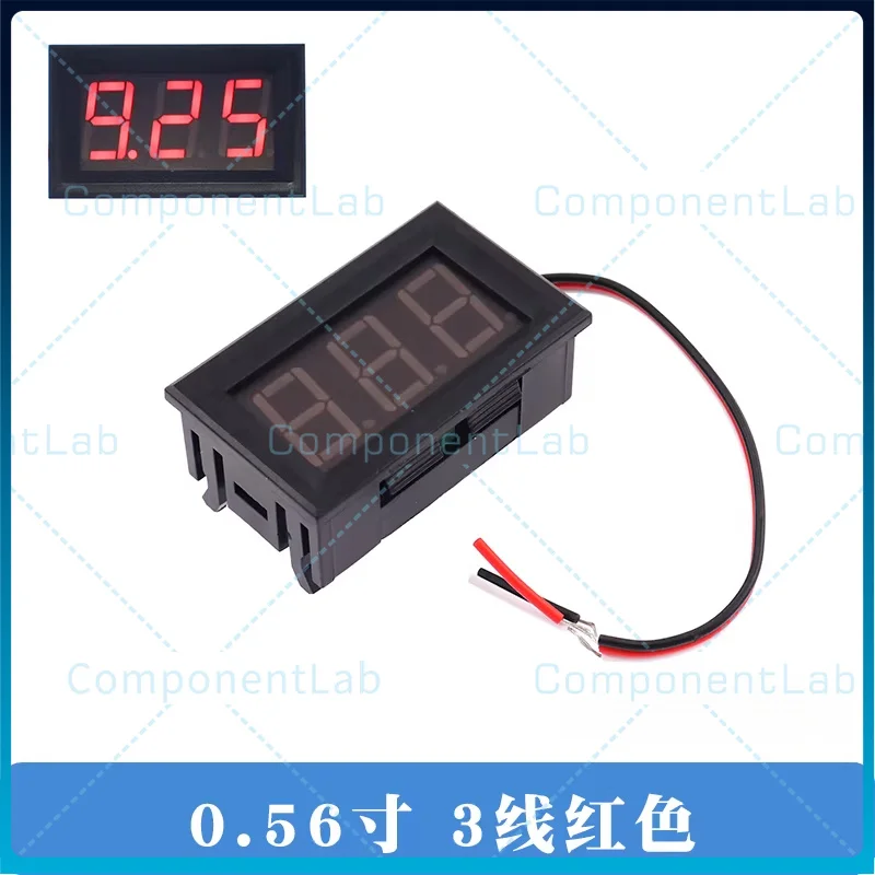 5-25pcs Three-wire DC Voltmeter Head 0.56-inch LED Digital Display Voltmeter DC 0V-30.0V Reverse Polarity Protection